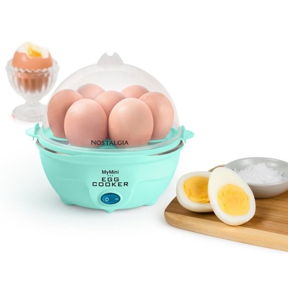 Nostalgia My-mini 7 Egg Cooker One Touch Cooking Poacher Scrambler Recipes Teal - Picture 5 of 6